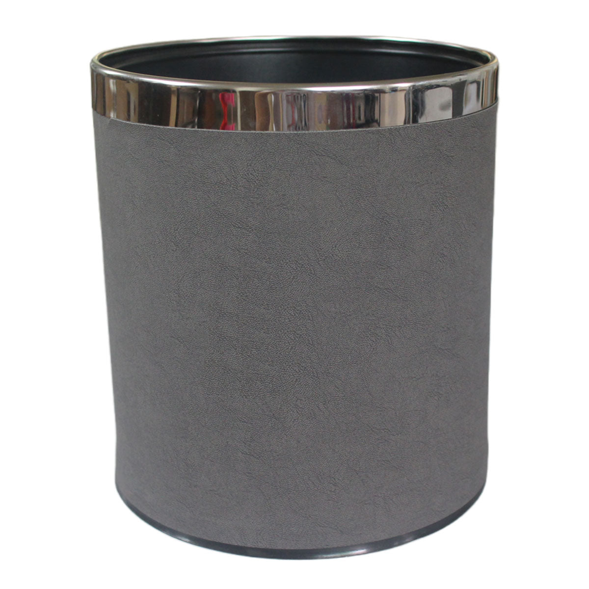 Leather Trash Bin with Metal Lining for Hotel Office and Guest Room