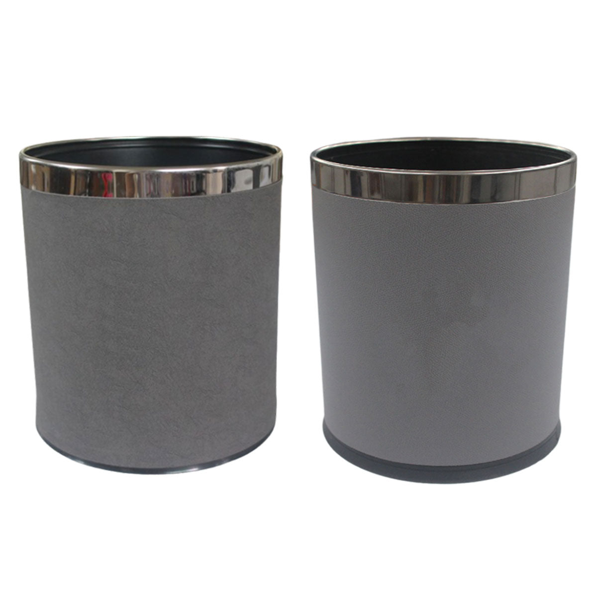 Leather Trash Bin with Metal Lining for Hotel Office and Guest Room