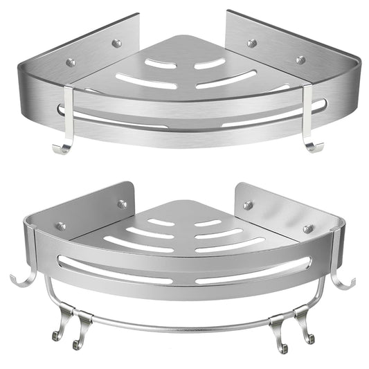 Wall-Mounted Bathroom Corner Shelf, Triangle Shower Storage Rack for Toiletries