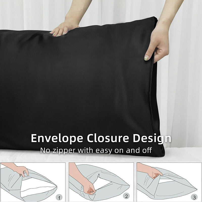2 Pack Satin Pillowcases Solid Colour 51 x 66cm