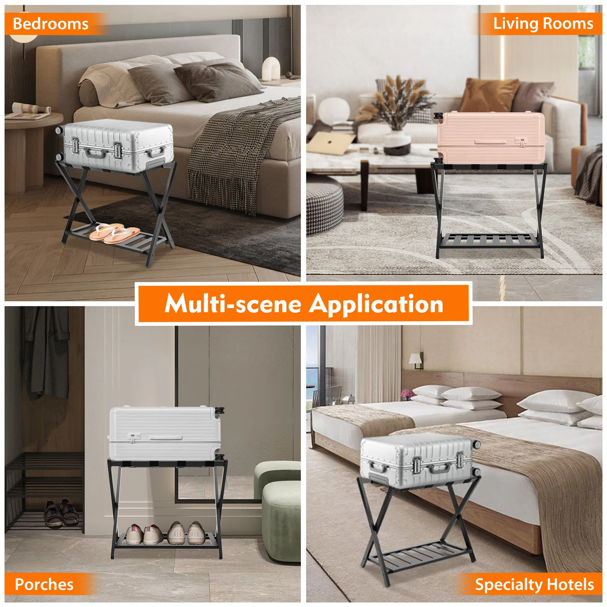 Foldable Bamboo Luggage Rack Hotel Room Portable Suitcase Holder Travel Rack