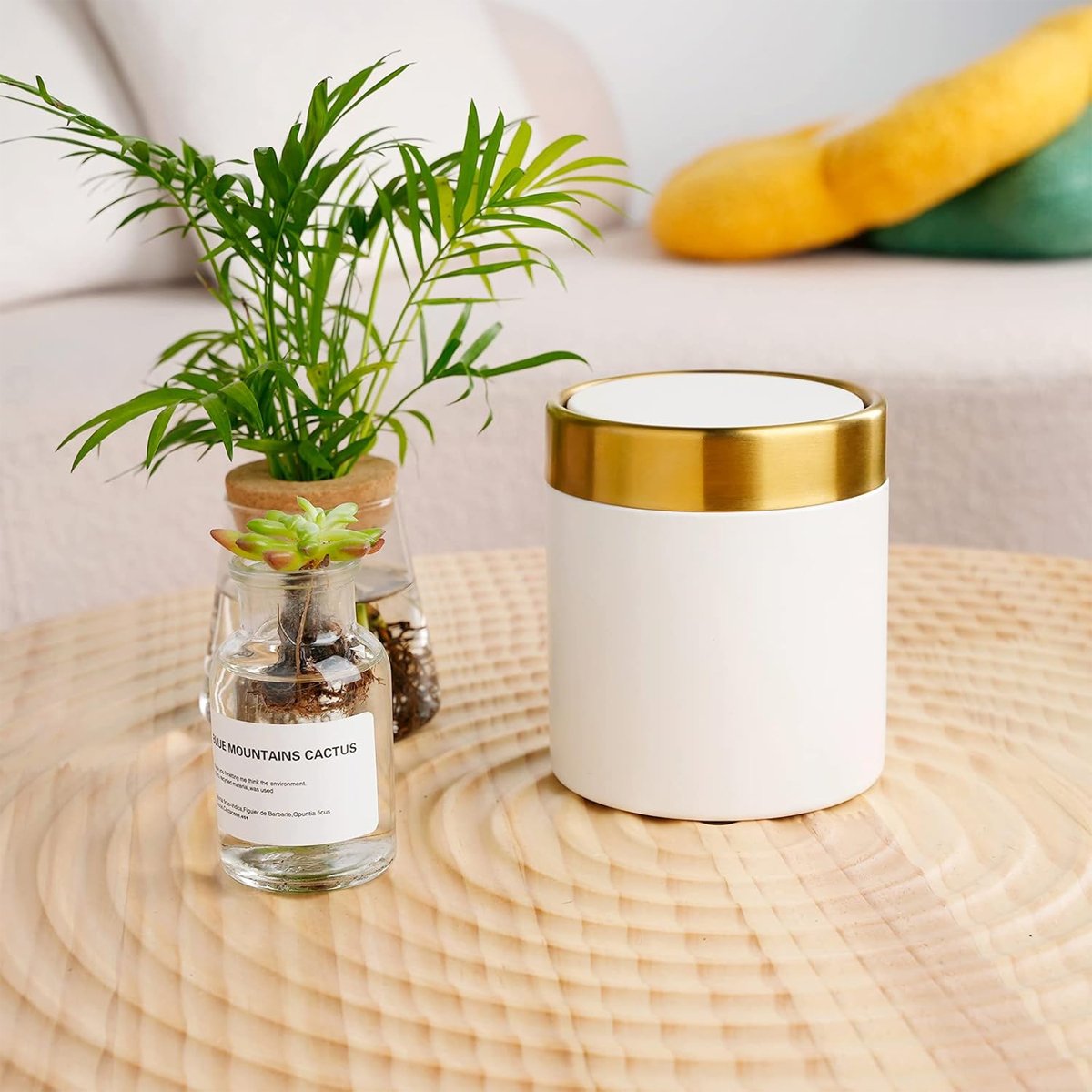 Mini Round Desktop Trash Can for Guest Room