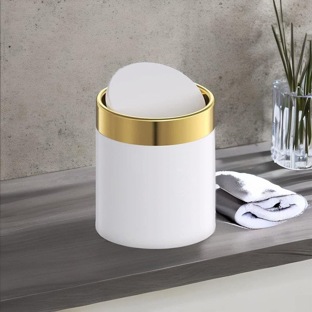 Mini Round Desktop Trash Can for Guest Room
