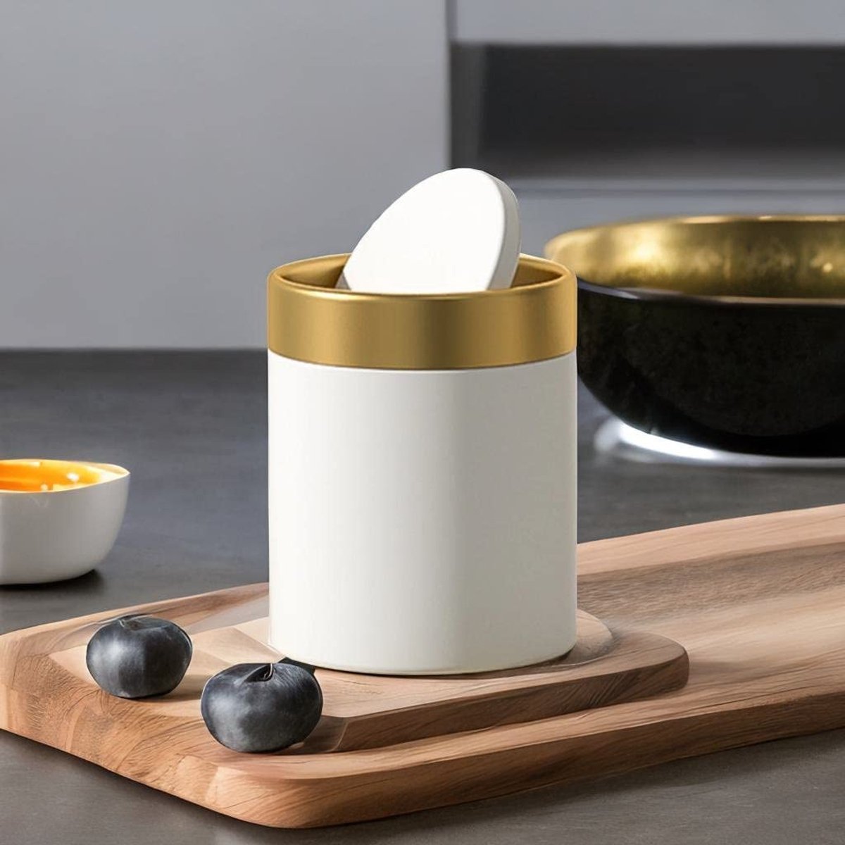 Mini Round Desktop Trash Can for Guest Room