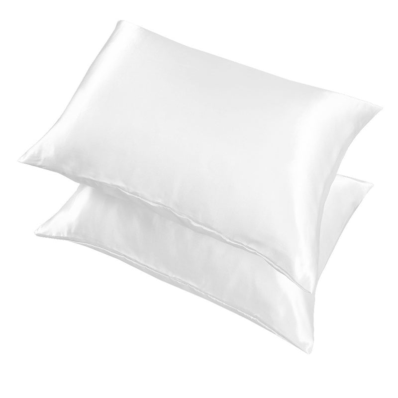 2 Pack Satin Pillowcases Solid Colour Polyester 51 x 76cm