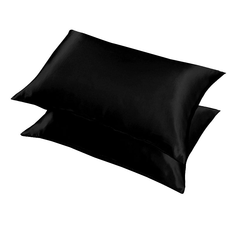 2 Pack Satin Pillowcases Solid Colour Polyester 51 x 76cm