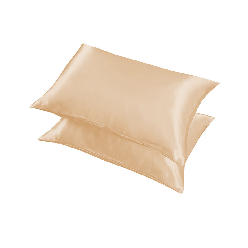 2 Pack Satin Pillowcases Solid Colour Polyester 51 x 76cm