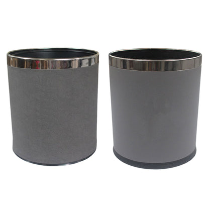 Leather Trash Bin with Metal Lining for Hotel Office and Guest Room