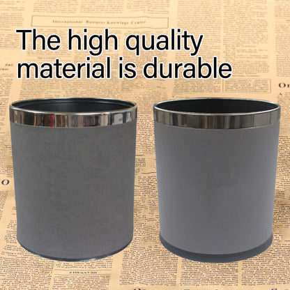 Leather Trash Bin with Metal Lining for Hotel Office and Guest Room