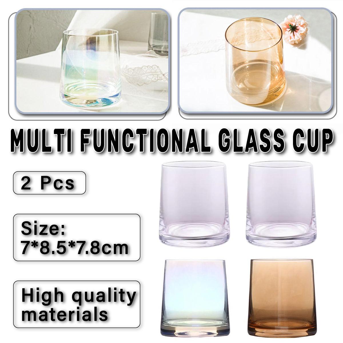 2PCS Hotel Glass Toothwash Cups Set for Gargling & Toothbrush Storage