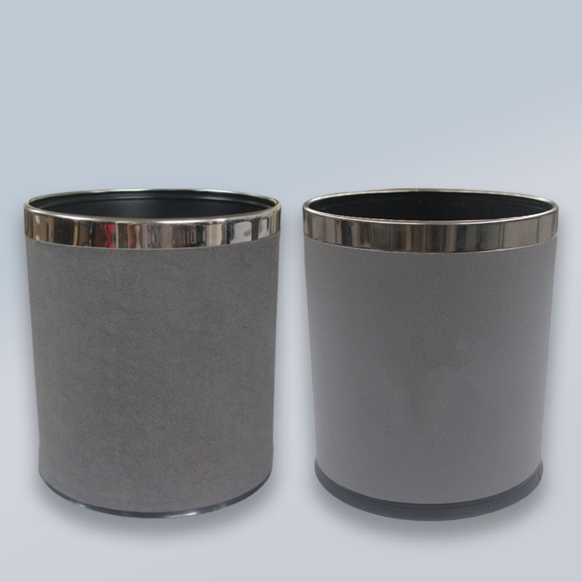 Leather Trash Bin with Metal Lining for Hotel Office and Guest Room