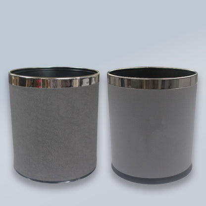 Leather Trash Bin with Metal Lining for Hotel Office and Guest Room