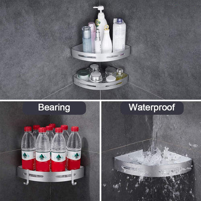 Wall-Mounted Bathroom Corner Shelf, Triangle Shower Storage Rack for Toiletries