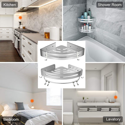 Wall-Mounted Bathroom Corner Shelf, Triangle Shower Storage Rack for Toiletries