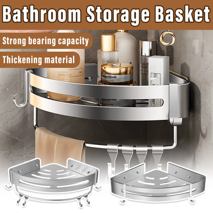 Wall-Mounted Bathroom Corner Shelf, Triangle Shower Storage Rack for Toiletries