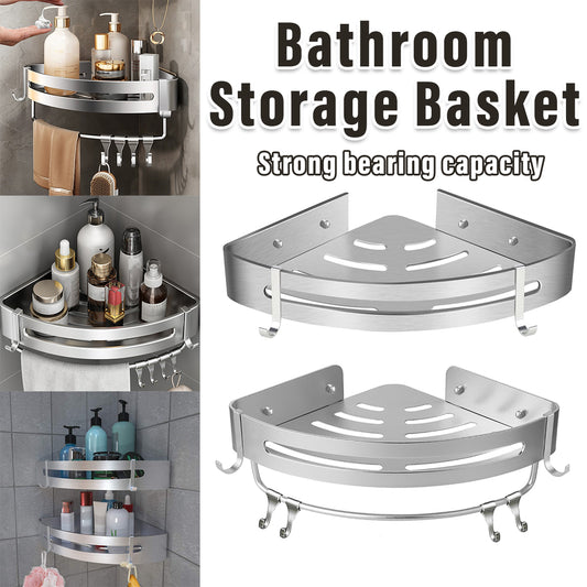 Wall-Mounted Bathroom Corner Shelf, Triangle Shower Storage Rack for Toiletries