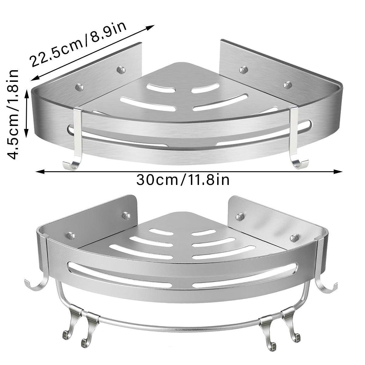 Wall-Mounted Bathroom Corner Shelf, Triangle Shower Storage Rack for Toiletries