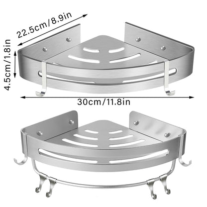 Wall-Mounted Bathroom Corner Shelf, Triangle Shower Storage Rack for Toiletries