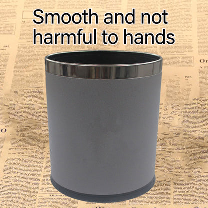 Leather Trash Bin with Metal Lining for Hotel Office and Guest Room