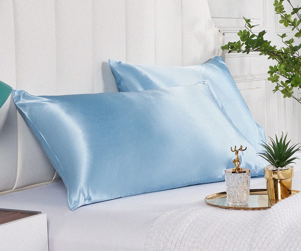 2 Pack Satin Pillowcases Solid Colour Polyester 51 x 76cm