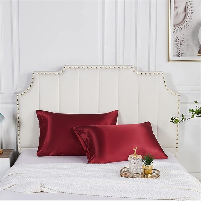 2 Pack Satin Pillowcases Solid Colour Polyester 51 x 76cm