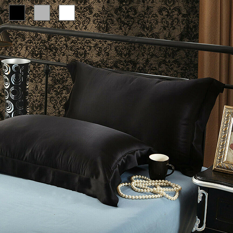 2 Pack Satin Pillowcases Solid Colour 51 x 66cm