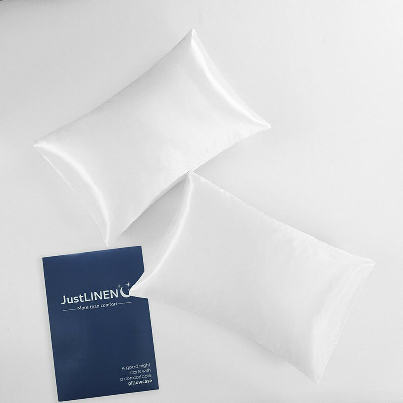 2 Pack Satin Pillowcases Solid Colour 51 x 66cm
