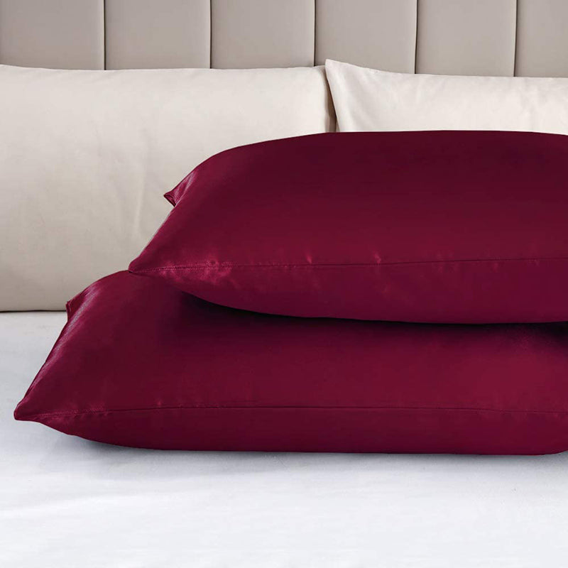 2 Pack Satin Pillowcases Solid Colour Polyester 51 x 76cm