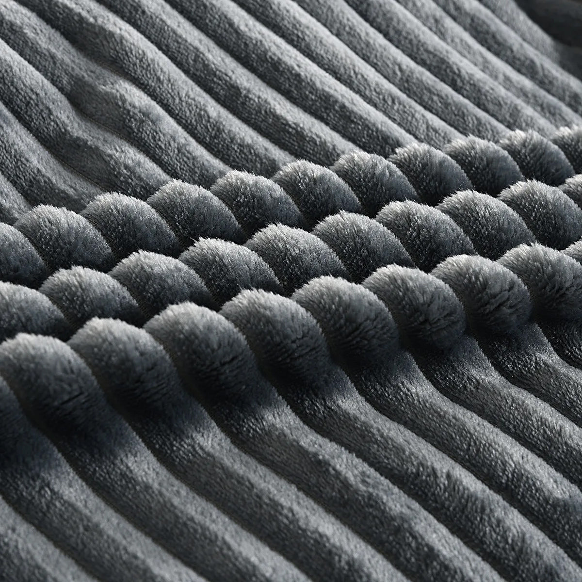 Grey Flannel Stripe Blanket for Sofa Bed Hotel or Guesthouse Use