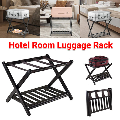 Foldable Bamboo Luggage Rack Hotel Room Portable Suitcase Holder Travel Rack
