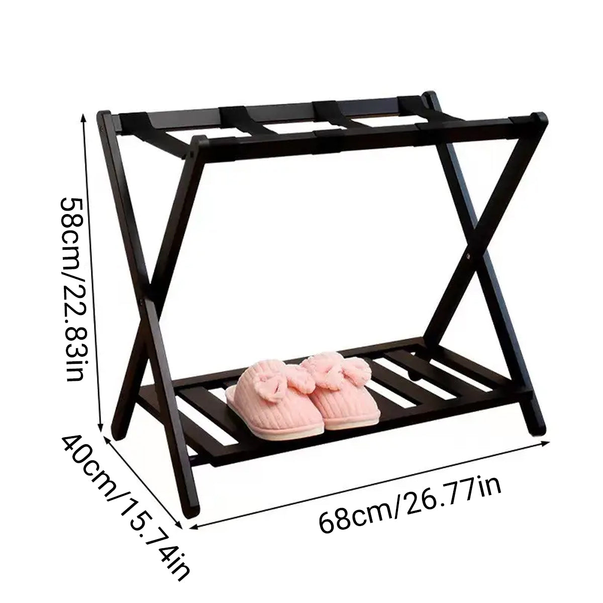 Foldable Bamboo Luggage Rack Hotel Room Portable Suitcase Holder Travel Rack