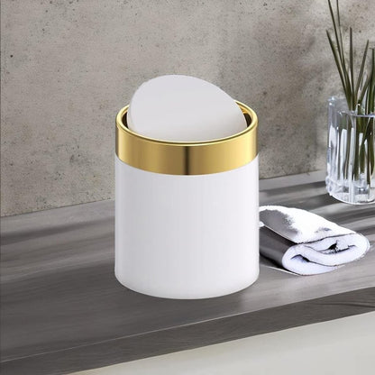Mini Round Desktop Trash Can for Guest Room