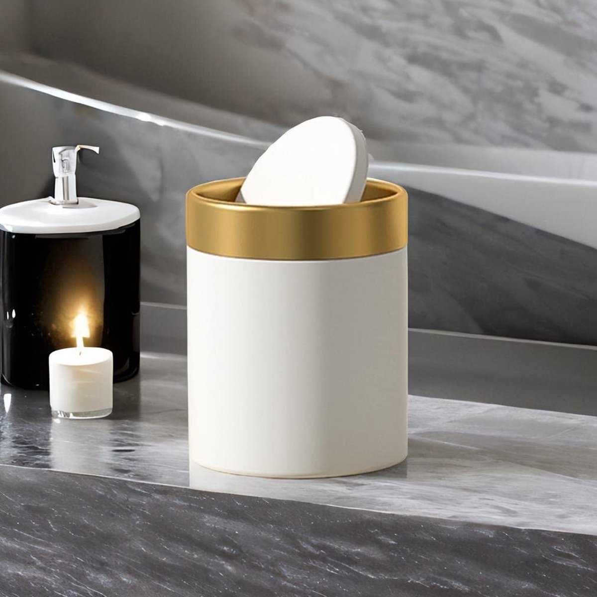 Mini Round Desktop Trash Can for Guest Room