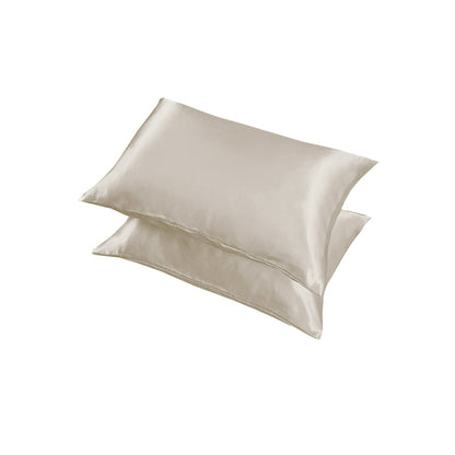2 Pack Satin Pillowcases Solid Colour Polyester 51 x 76cm