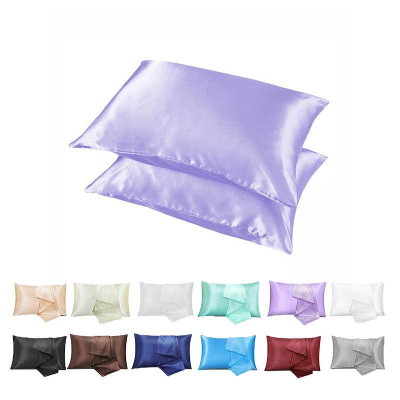 2 Pack Satin Pillowcases Solid Colour 51 x 66cm
