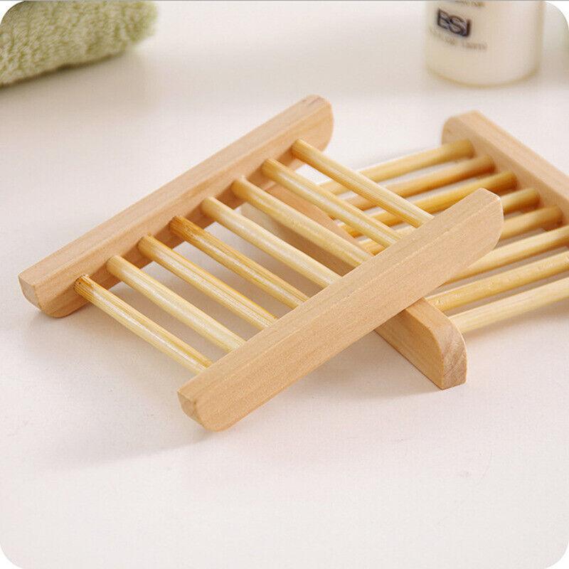 Natural Wooden Soap Dish with Drain for Bathroom