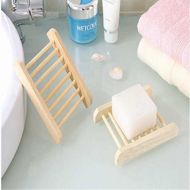 Natural Wooden Soap Dish with Drain for Bathroom