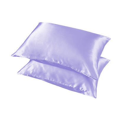 2 Pack Satin Pillowcases Solid Colour Polyester 51 x 76cm