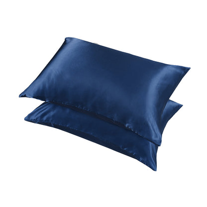 2 Pack Satin Pillowcases Solid Colour Polyester 51 x 76cm