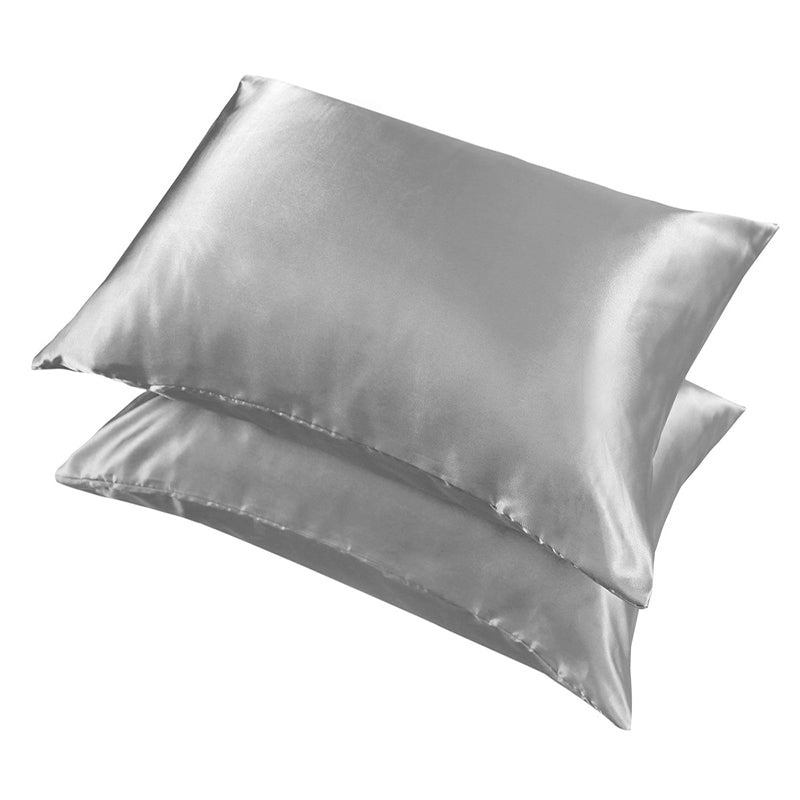 2 Pack Satin Pillowcases Solid Colour Polyester 51 x 76cm